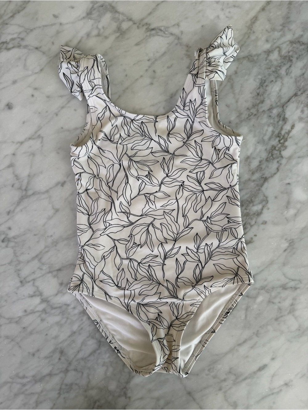 Rylee + Cru White One-Piece with Black Leaf Lines